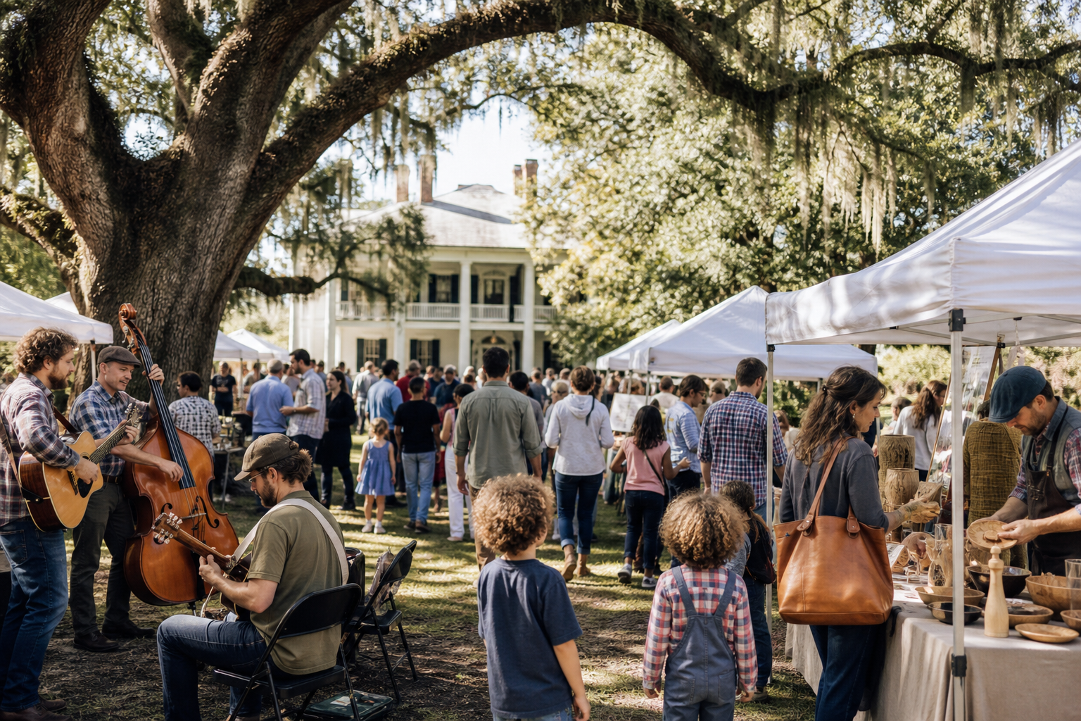 Guests enjoying an event at Destrehan Plantation